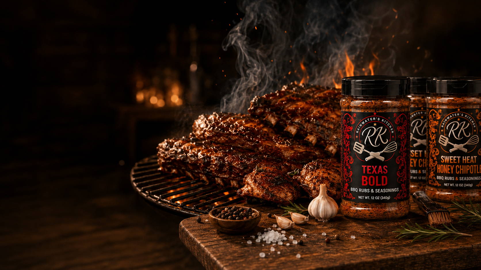 BBQ grill with Rainwater's Kitchen seasoning