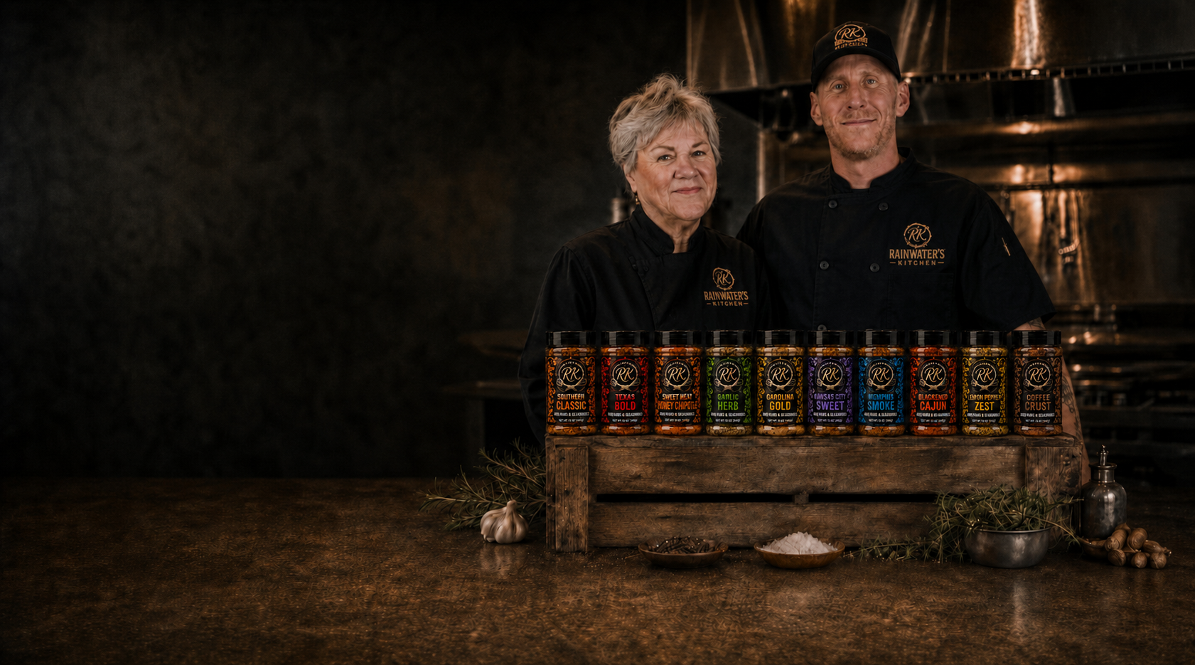Rainwater's Kitchen creators with spice rubs